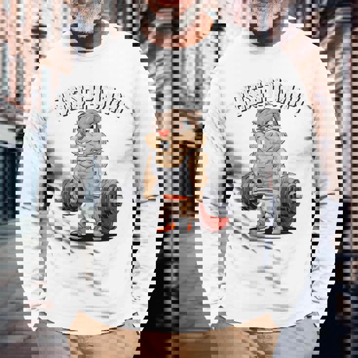 Bissi Pumpi Gym Fitness Meme Bobr Bissi Pumpi Bober 長袖Tシャツ 高齢者への贈り物