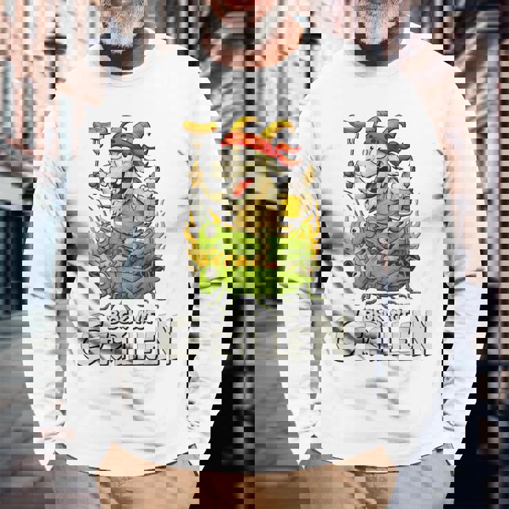 Bock Auf Grillen おもしろバーベキューアクセサリー ヤギ付きバーベキュー 長袖Tシャツ 高齢者への贈り物