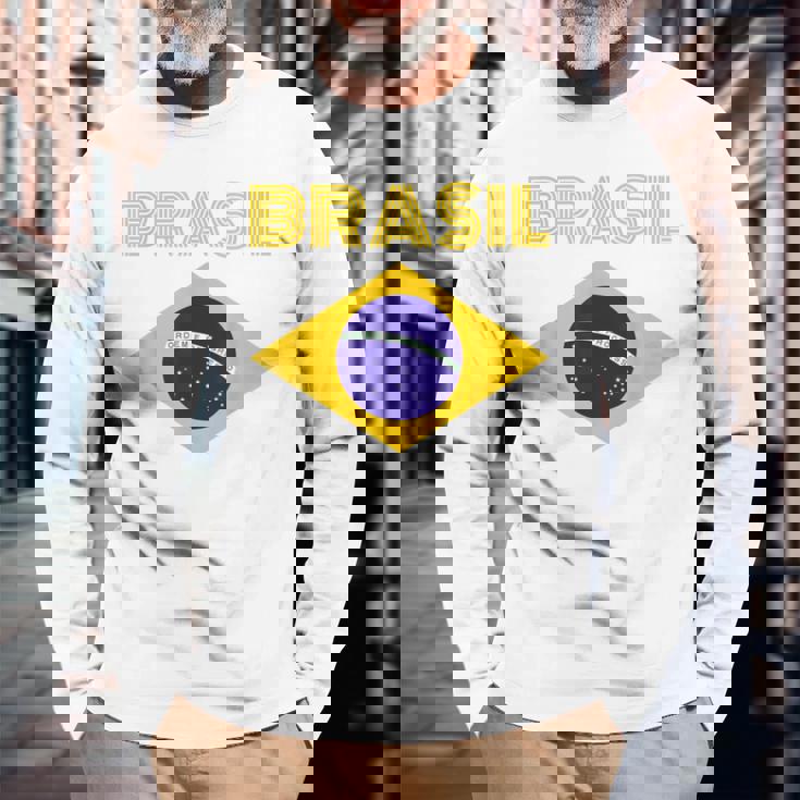 Brasilブラジルブラジル国旗 長袖Tシャツ 高齢者への贈り物