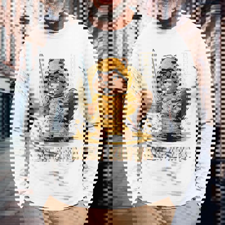 Bóbr Kurwa サムライ 日本人 ボーバー クルワ ポーランド語 ミーム ボブル 長袖Tシャツ 高齢者への贈り物