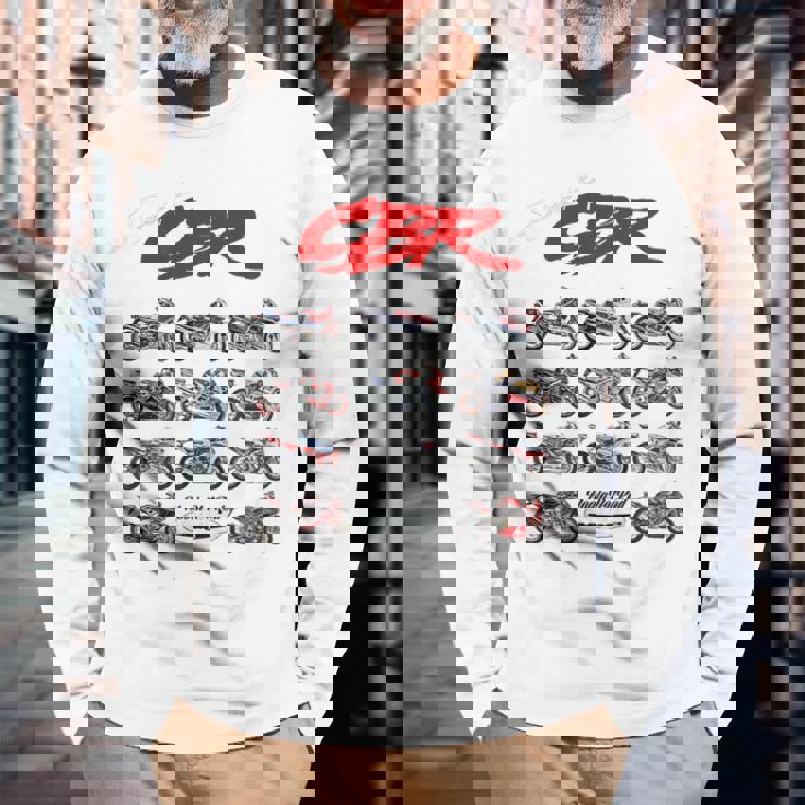 Cbr、オートバイ、バイク、バイカー、スポーツバイクの進化。 長袖Tシャツ 高齢者への贈り物