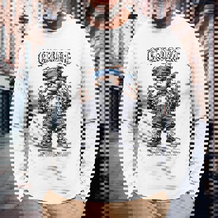 CHOLO Chu Only Live Once ヒップホップ テディベア チカーノ アート 長袖Tシャツ 高齢者への贈り物