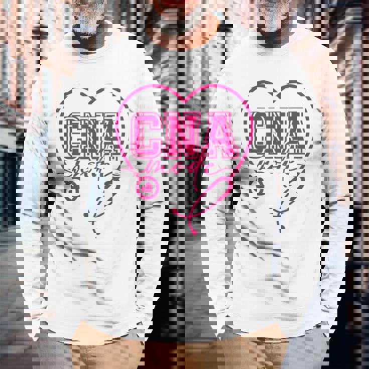 Cna認定看護助手患者ヘルスケア ピンク 長袖Tシャツ 高齢者への贈り物