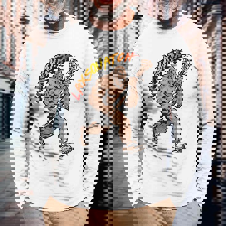 D-Pole Longtick Bigfoot Lacrosse Player Laxsquatch 長袖Tシャツ 高齢者への贈り物