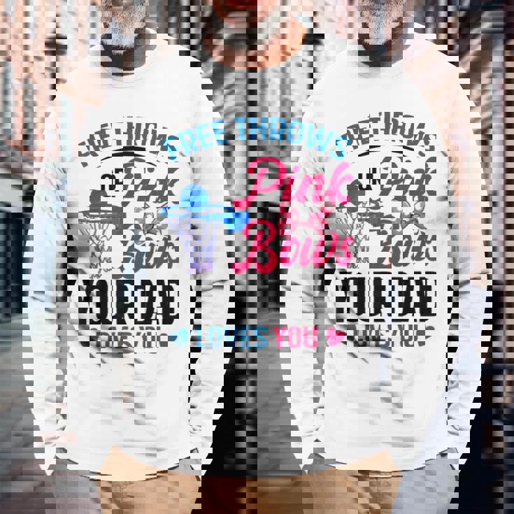 Dad Loves You Free Throw Or Pink Bows 性別発表 長袖Tシャツ 高齢者への贈り物