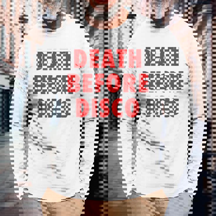 Death Before Disco Inspired メンズ レディース 80年代レトロ 長袖Tシャツ 高齢者への贈り物