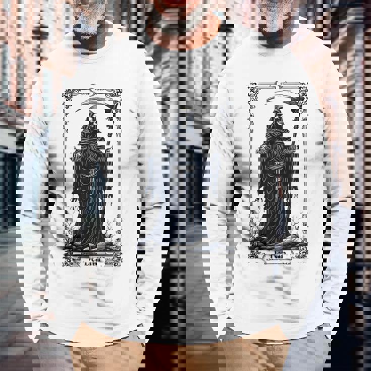 Death Tarot Card 13 Craft Gothic Reaper Aesthetic 長袖Tシャツ 高齢者への贈り物
