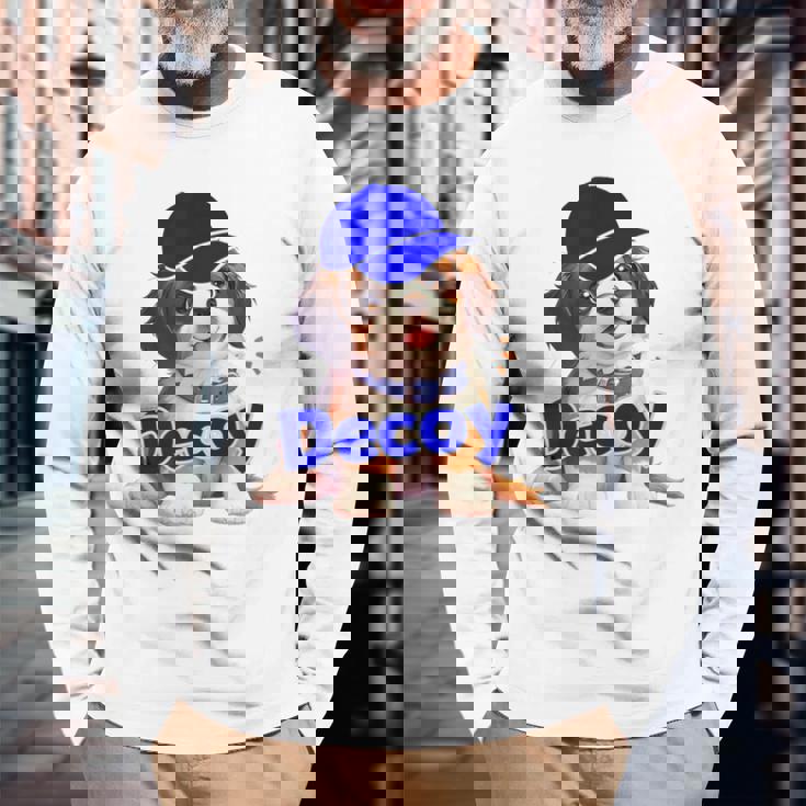 Decoy 愛犬 子犬 デコピン Decoy Kooikerhondje Puppy 長袖Tシャツ 高齢者への贈り物