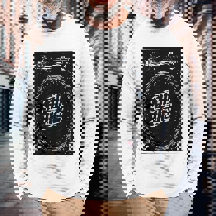 Dj ターンテーブル バトルレコードプレーヤー ディスク ジョッキー ミュージックディスコ 長袖Tシャツ 高齢者への贈り物