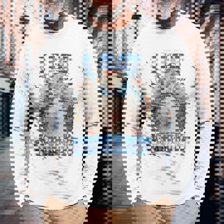 I Eat セメント 呪われた猫 面白い 奇妙な特定 ダンク ミーム 長袖tシャツ 長袖Tシャツ 高齢者への贈り物