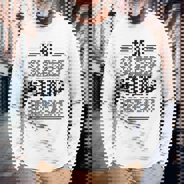 Eatleepquat Repeat 面白いジムワークアウト 長袖Tシャツ 高齢者への贈り物