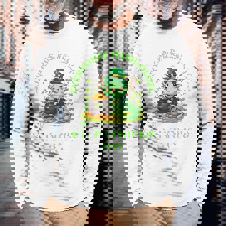 Everyones Irish Olotl Axolotl 聖パトリックデー グリーン アホロートル 長袖tシャツ 長袖Tシャツ 高齢者への贈り物