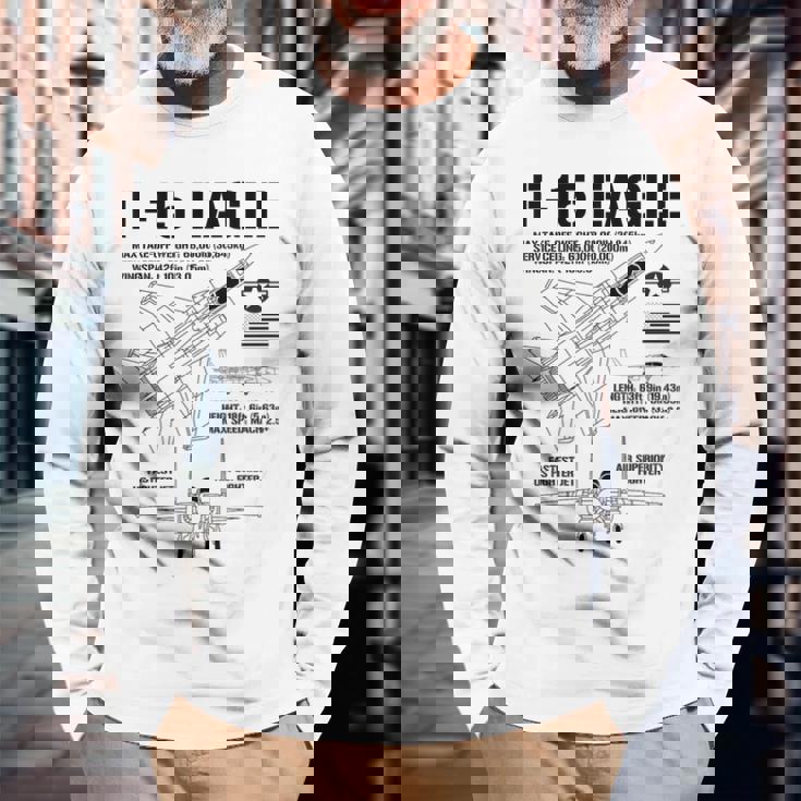 F-15 イーグル戦闘機 ジェット仕様 軍用飛行機 F15 イーグル 長袖Tシャツ 高齢者への贈り物