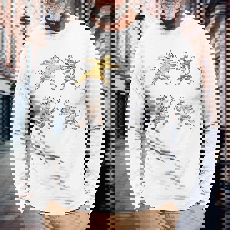 Fencer 猫 エペフェンシング付き 長袖Tシャツ 高齢者への贈り物