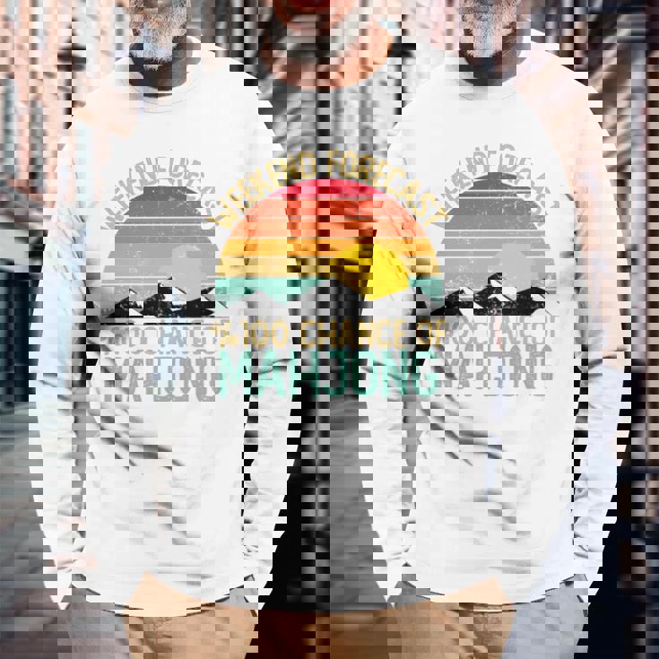 Weekend Forecast 麻雀シャツ 面白い レトロ 麻雀 長袖tシャツ 長袖Tシャツ 高齢者への贈り物