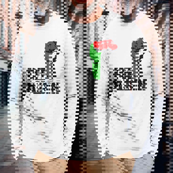 Free Palestine パレスチナの旗無料パレスチナ 長袖Tシャツ 高齢者への贈り物