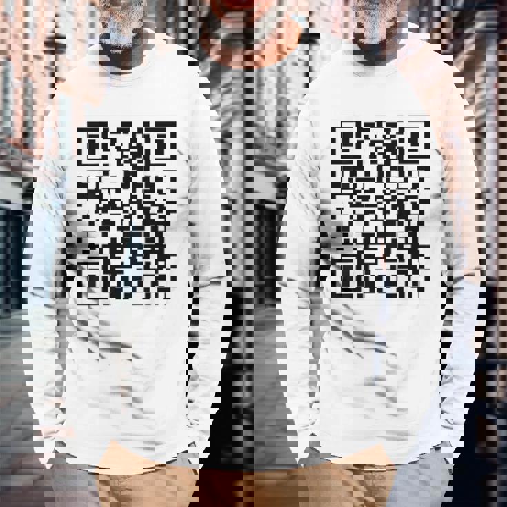 Fu Qr スキャンコード 皮肉ユーモア Fuバックプリント 長袖Tシャツ 高齢者への贈り物