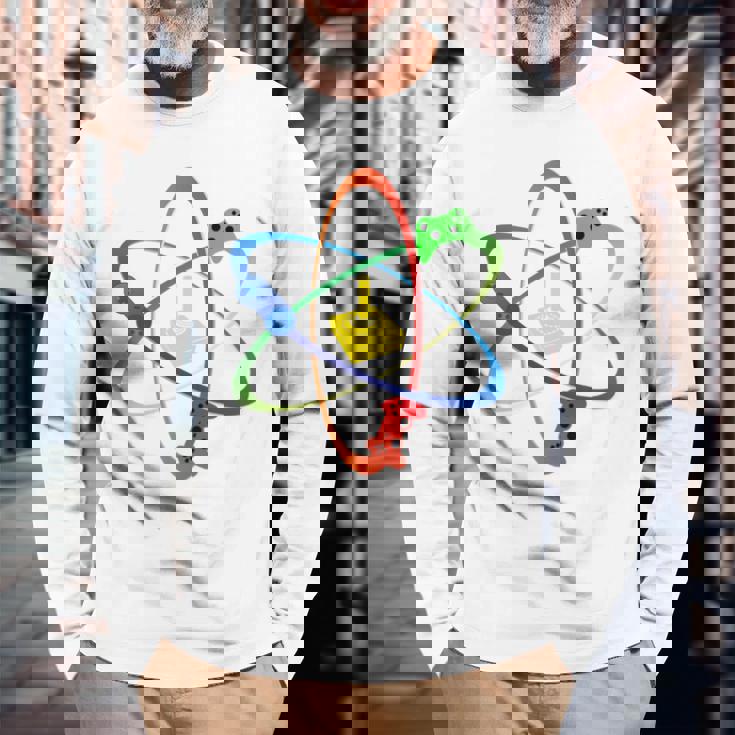 Gamer Atom コンソールプレーヤー ゲームコンピュータープログラマー 長袖tシャツ 長袖Tシャツ 高齢者への贈り物
