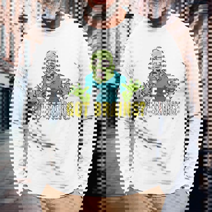 Got Brains Hungry Zombie ハロウィン 漫画 ゾンビ 長袖Tシャツ 高齢者への贈り物