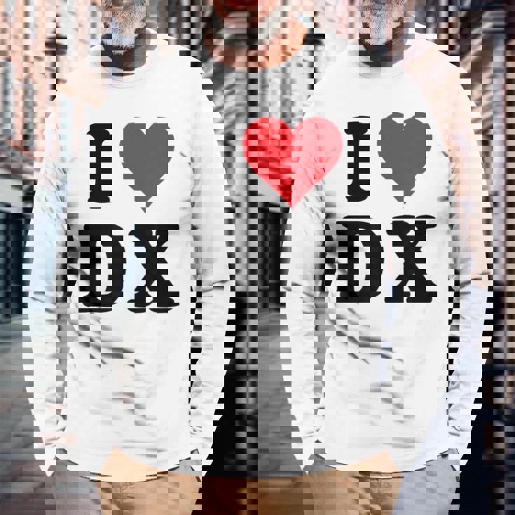 I Heart Dx Initials I Love DX First And Last Name D X 長袖Tシャツ 高齢者への贈り物