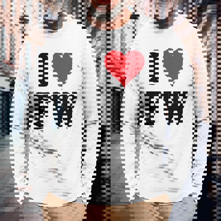 I Heart Fw Initials I Love FW First And Last Name F W 長袖Tシャツ 高齢者への贈り物
