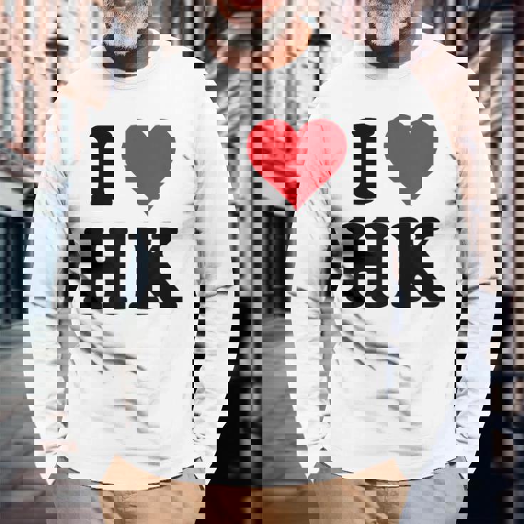 I Heart Hk Initials I Love HK First And Last Name H K 長袖Tシャツ 高齢者への贈り物