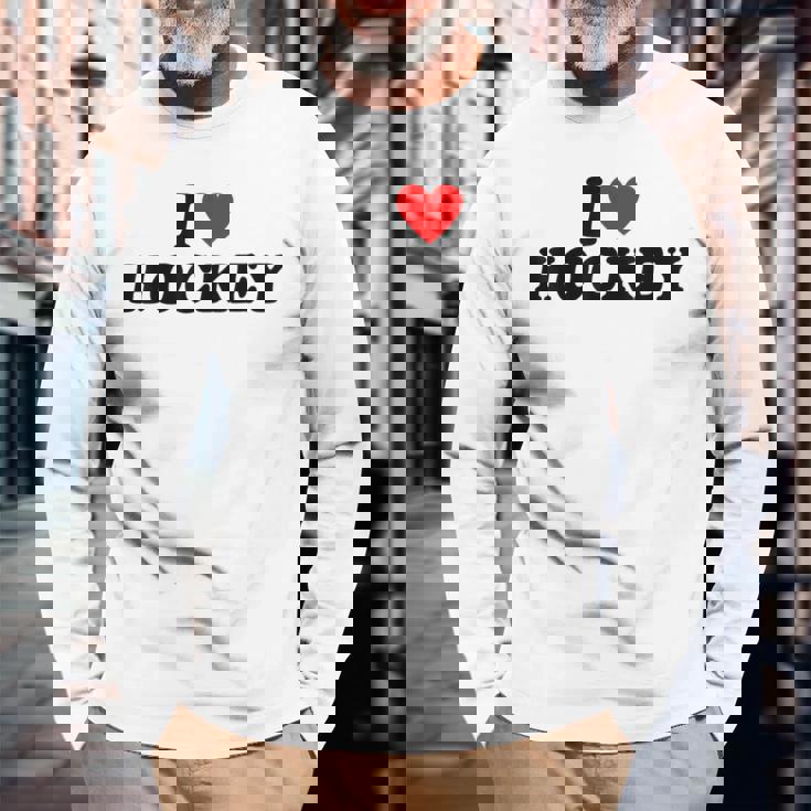 I Heart Hockey 長袖Tシャツ 高齢者への贈り物