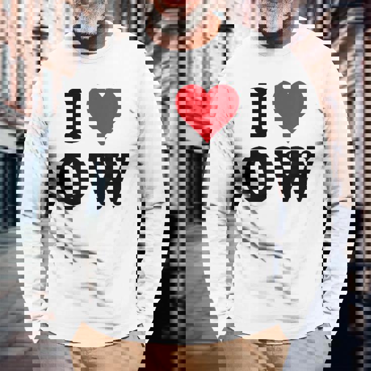 I Heart Ow Initials I Love OW First And Last Name O W 長袖Tシャツ 高齢者への贈り物