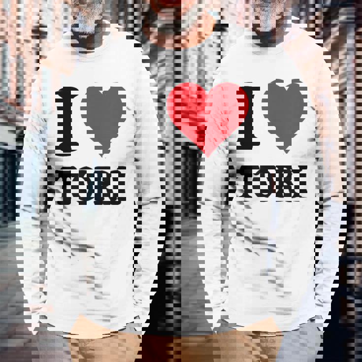 I Heart Tori ファーストネーム I Love パーソナライズ 長袖Tシャツ 高齢者への贈り物