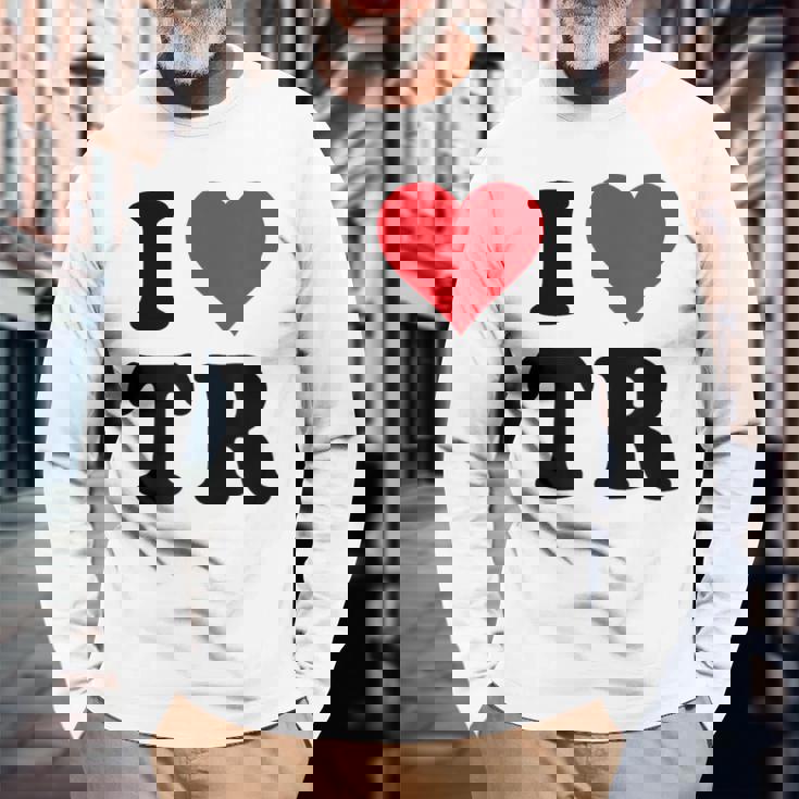 I Heart Tr Initials I Love TR First And Last NameR 長袖Tシャツ 高齢者への贈り物