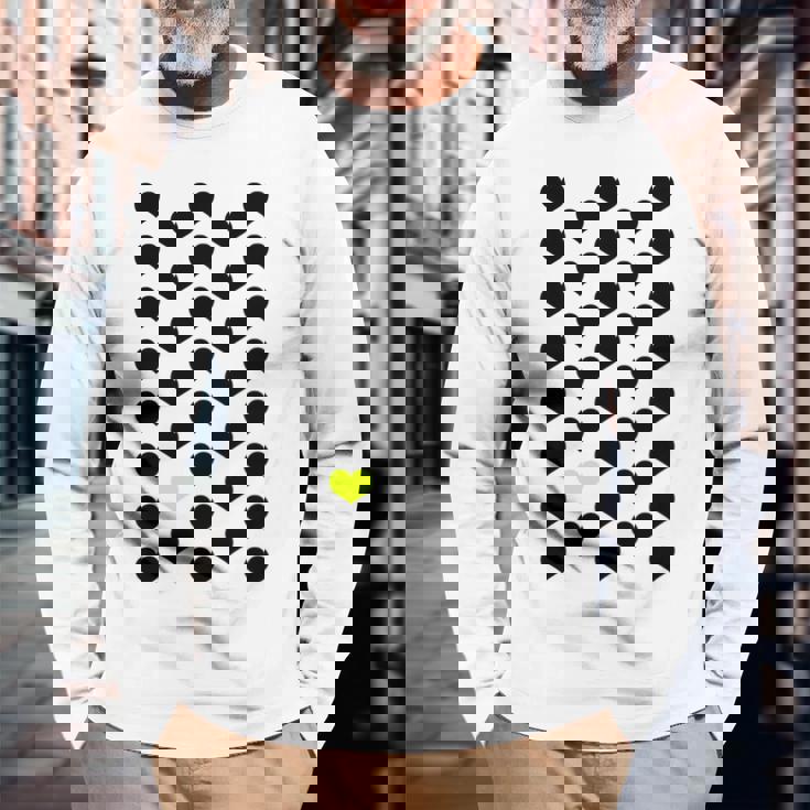 Heart Yellow 長袖tシャツ 長袖Tシャツ 高齢者への贈り物