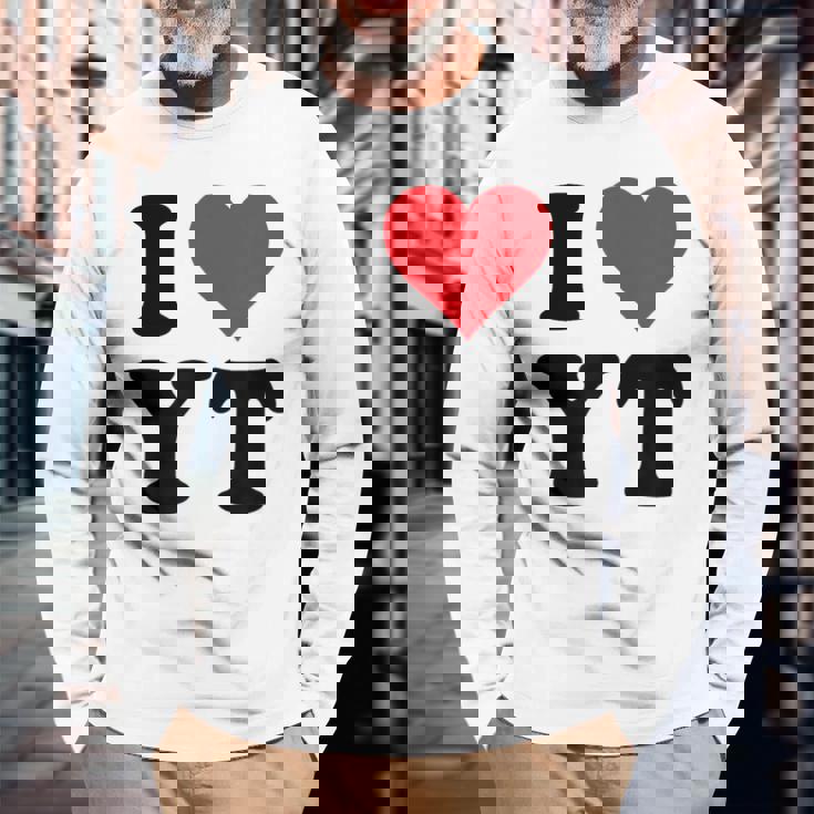I Heart Yt Initials I Love YT First And Last Name Y長袖Tシャツ 高齢者への贈り物