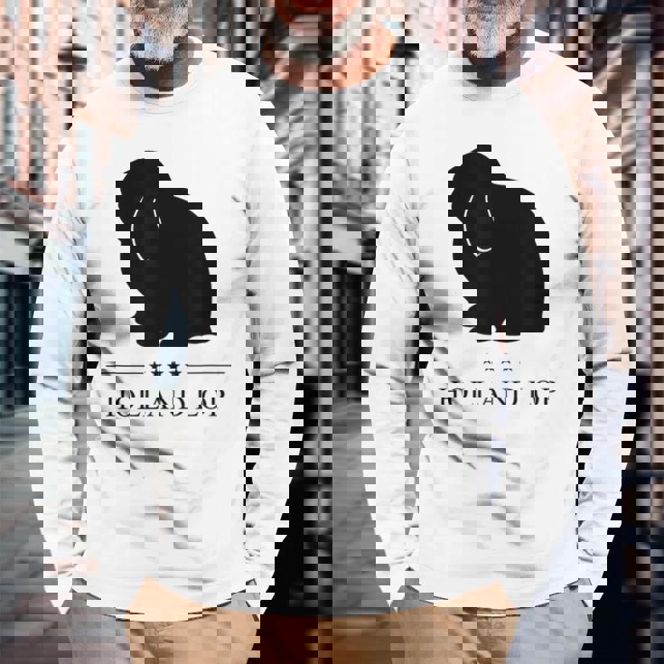 Holland Lop Rabbitブラックシルエット 長袖Tシャツ 高齢者への贈り物