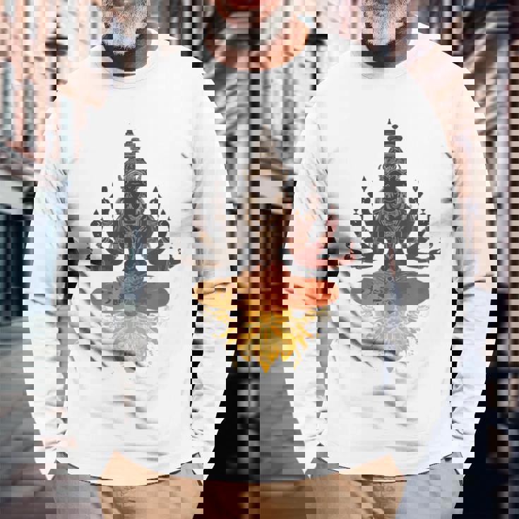 Lele ヒンドゥー教の神 ヴィシュヌ・ガネーシャ・シヴァモチーフ 長袖Tシャツ 高齢者への贈り物