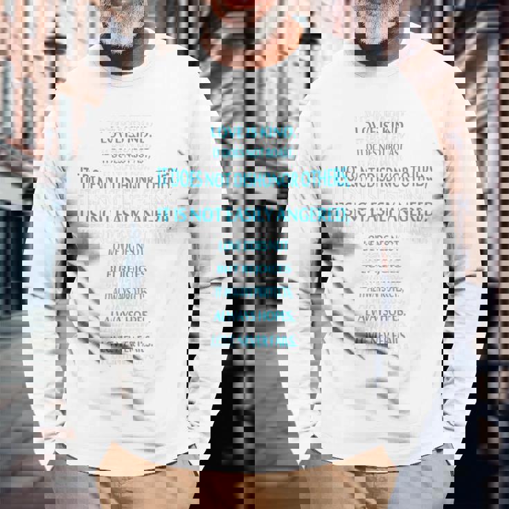 Liebe Ist Geduldig Liebe Ist Gütiges 聖書erskreuz 長袖Tシャツ 高齢者への贈り物