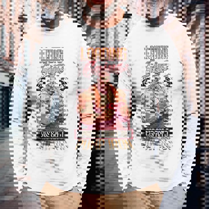 Loading Gains プレススタートからポンプ鉄ボディビルディング 長袖Tシャツ 高齢者への贈り物