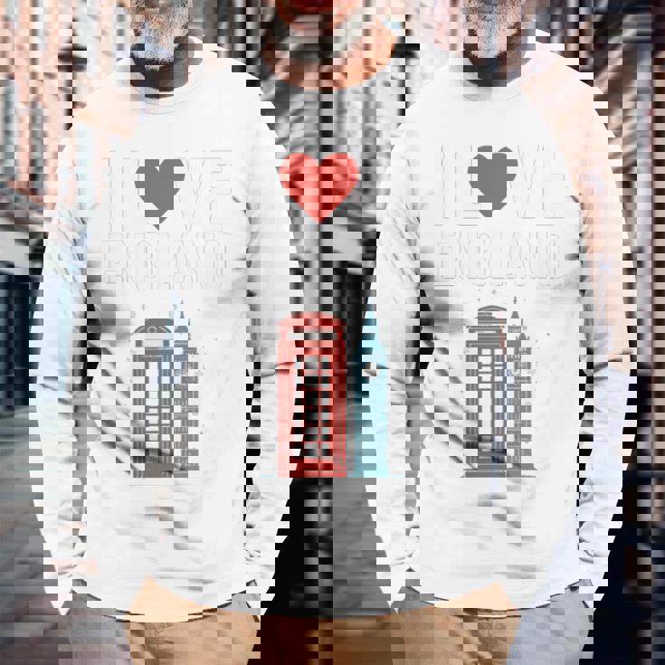 I Love Englandの象徴的なランドマークデザイン。 長袖tシャツ 長袖Tシャツ 高齢者への贈り物