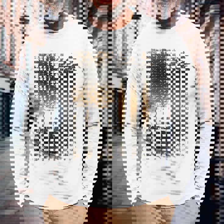 I Love Guns ブラックライフルコーヒー メンズ レディース バックデザイン 長袖Tシャツ 高齢者への贈り物