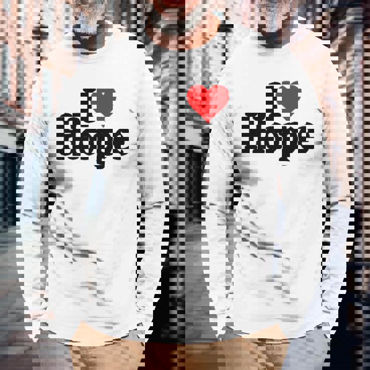 I Love Heart Hope Namee On A 長袖Tシャツ 高齢者への贈り物