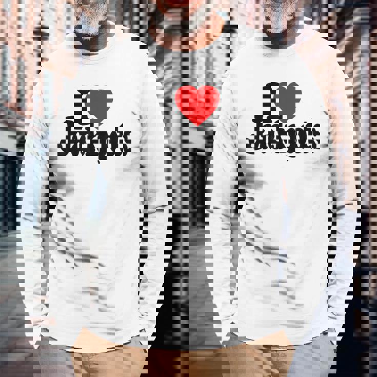 I Love Heart Jackpotslotslot Machines カジノラスベガス 長袖Tシャツ 高齢者への贈り物