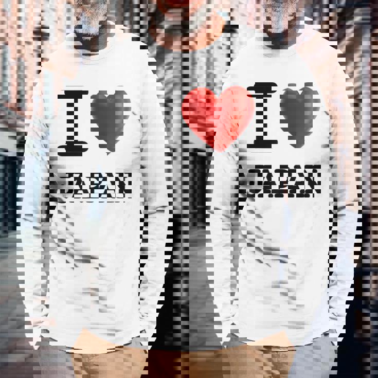 I Love Japan お土産 観光ハート 長袖Tシャツ 高齢者への贈り物