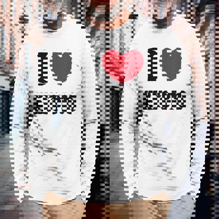 I Love Kyoto 京都が大好きです 長袖Tシャツ 高齢者への贈り物