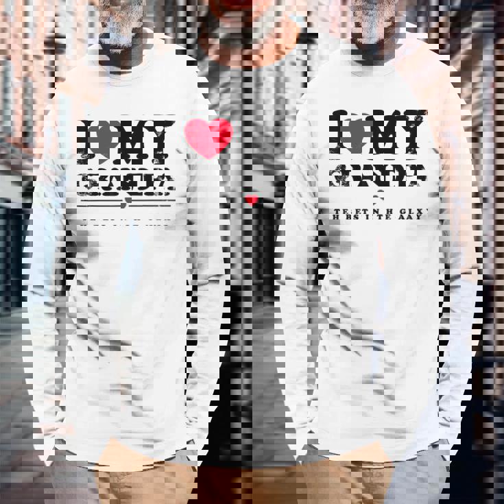 I Love My Grandpa I Heart My Grandpa 長袖Tシャツ 高齢者への贈り物