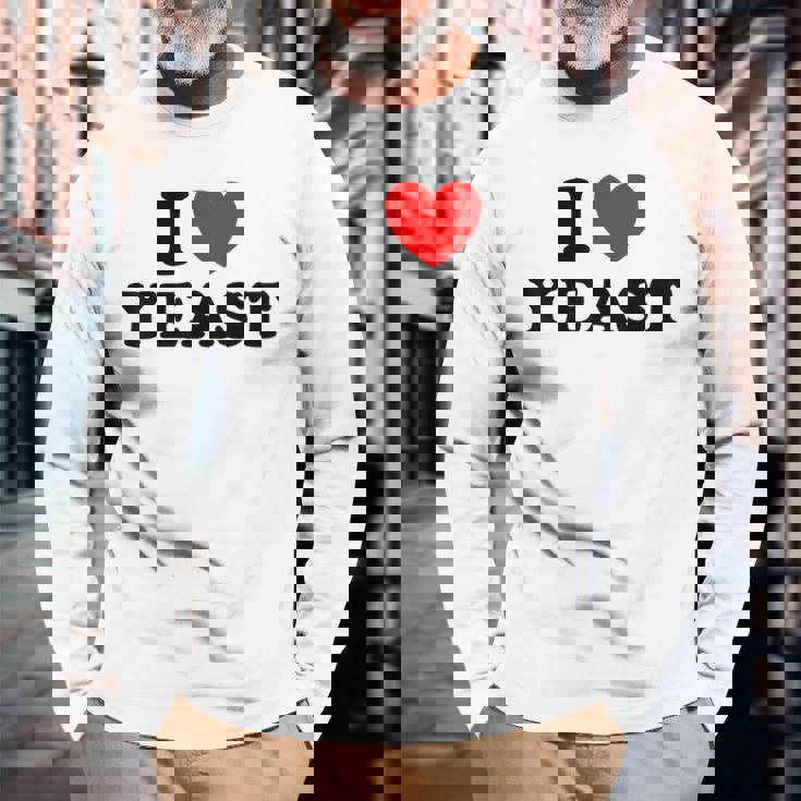 I Love Yeast 面白くてかわいい栄養パン屋フードヌーチファン 長袖Tシャツ 高齢者への贈り物