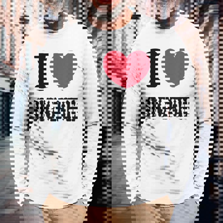 I Loveingapore シンガポールが大好き 長袖Tシャツ 高齢者への贈り物