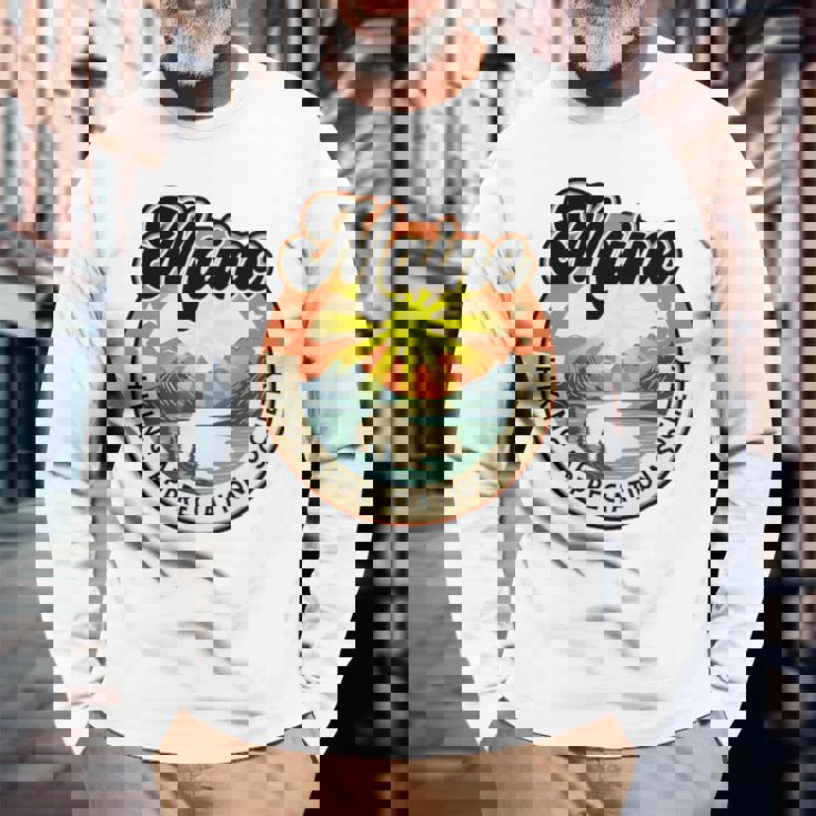 Maine Usa ハイキング ハイカー バックパッカー ハイキング 山 アウトドア 長袖tシャツ 長袖Tシャツ 高齢者への贈り物