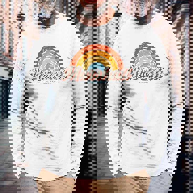 Marshall Minnesota Mnヴィンテージレインボーレトロ70年代 長袖Tシャツ 高齢者への贈り物