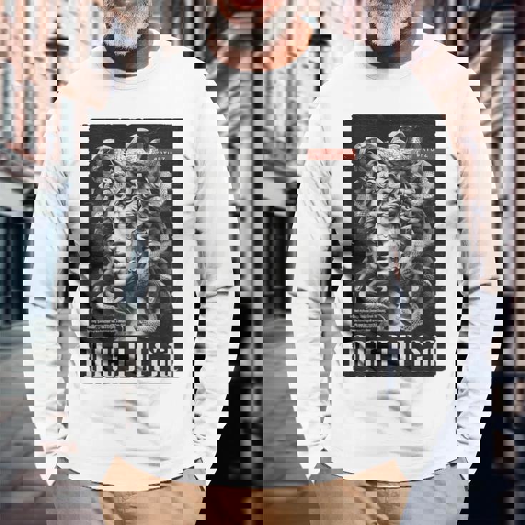 Medusa Backprint 女神の蛇 ギリシャ神話 バックプリント メデューサ 長袖Tシャツ 高齢者への贈り物