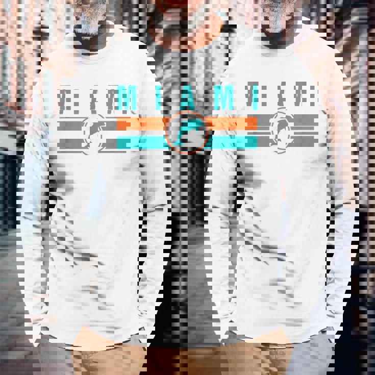 Mia マイアミ ローカルスタンダード Mia レトロ ドルフィン マイアミ Fl クラシック 長袖Tシャツ 高齢者への贈り物