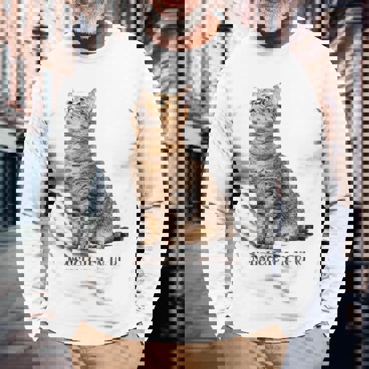 Mischief In Fur 猫写真 キジトラ 猫好き ネタ 猫しもべ 猫飼い 猫依存症 猫オーナー 長袖Tシャツ 高齢者への贈り物